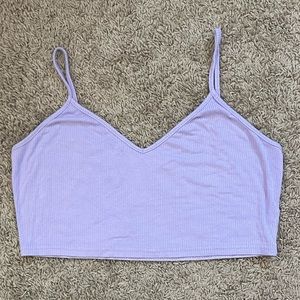 Shein Ribbed Spaghetti Strap Crop Tank Top Lavender Lilac Light Purple XL